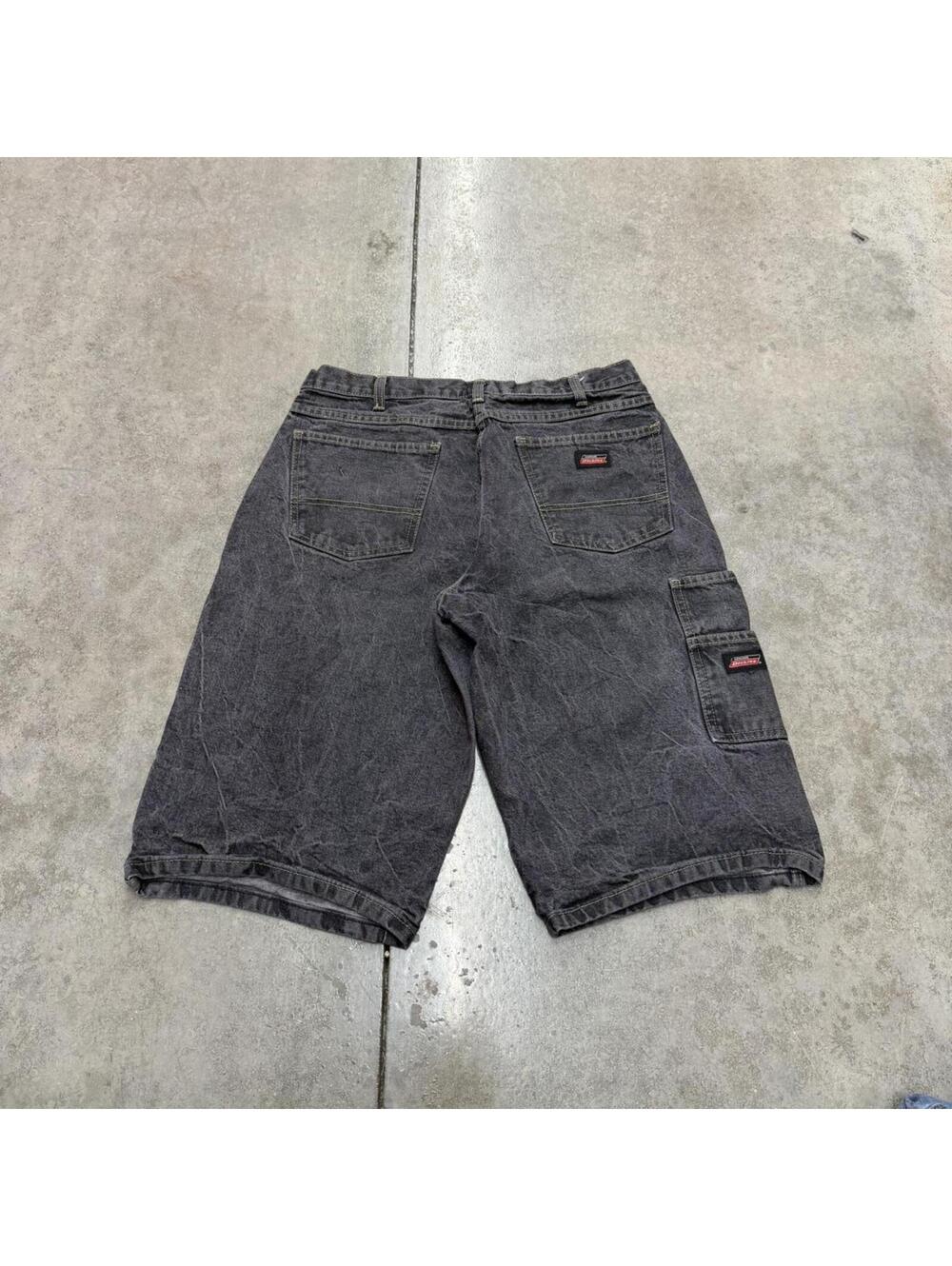 vintage dickies faded black relaxed baggy fit jean shorts jorts size 32